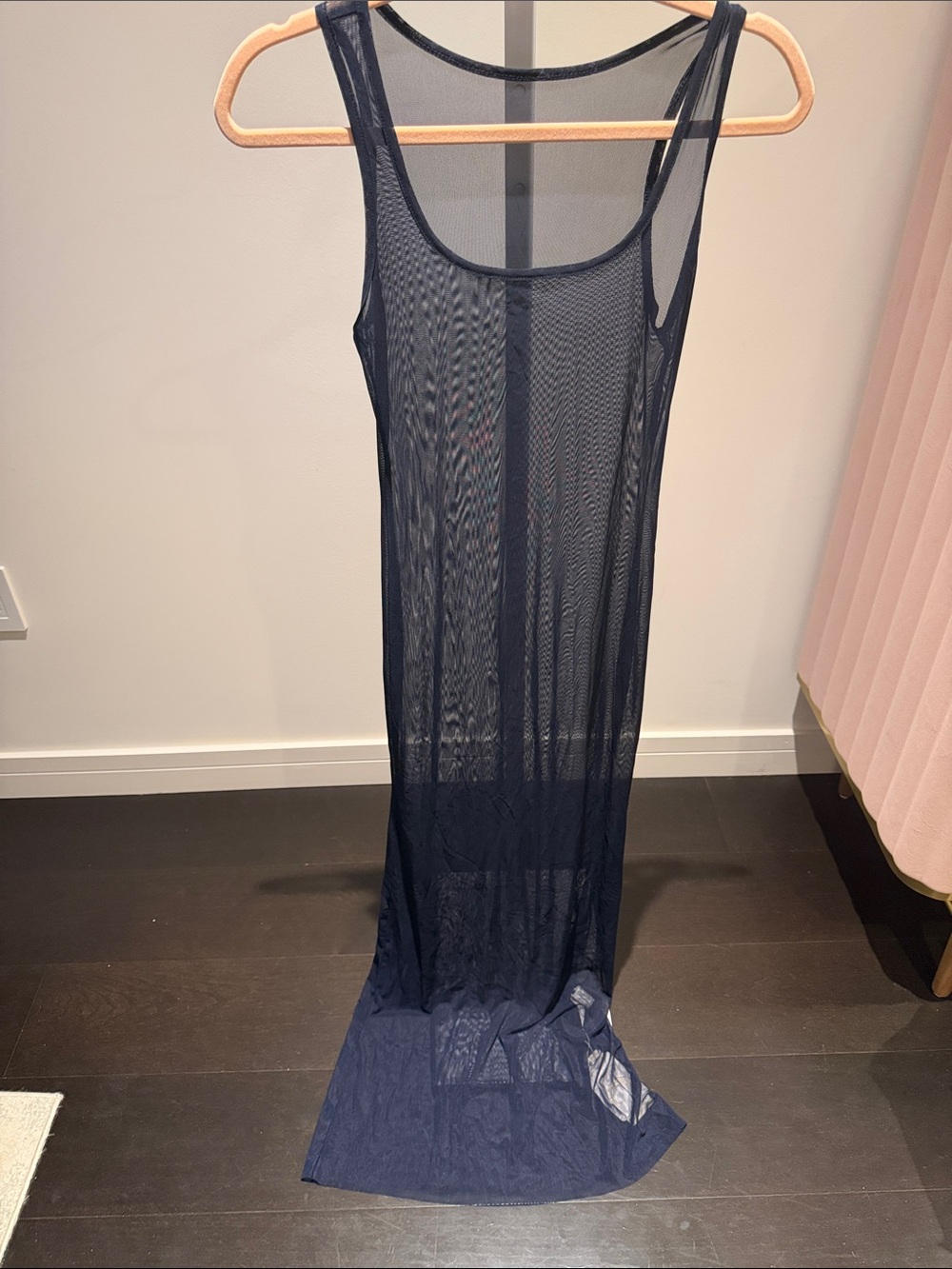 Commense black Sheer Mesh Swim Coverup Maxi